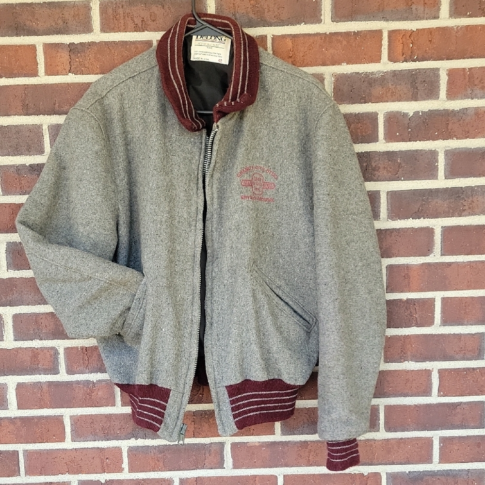 Gray and Maroon Men's Jacket